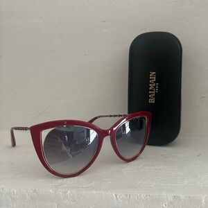 Balmain Red with gold detail Cateye Mirror Sunglasses